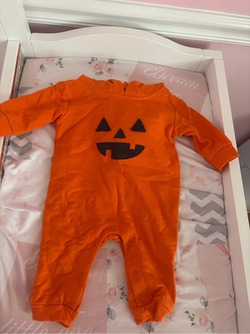 Never Worn Baby Orange Pumpkin Jack-O'-Lantern One-Piece